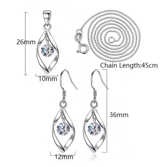 *NEW[Set of 2] Sterling Silver Diamond Waterdrop B - Picture 5 of 6